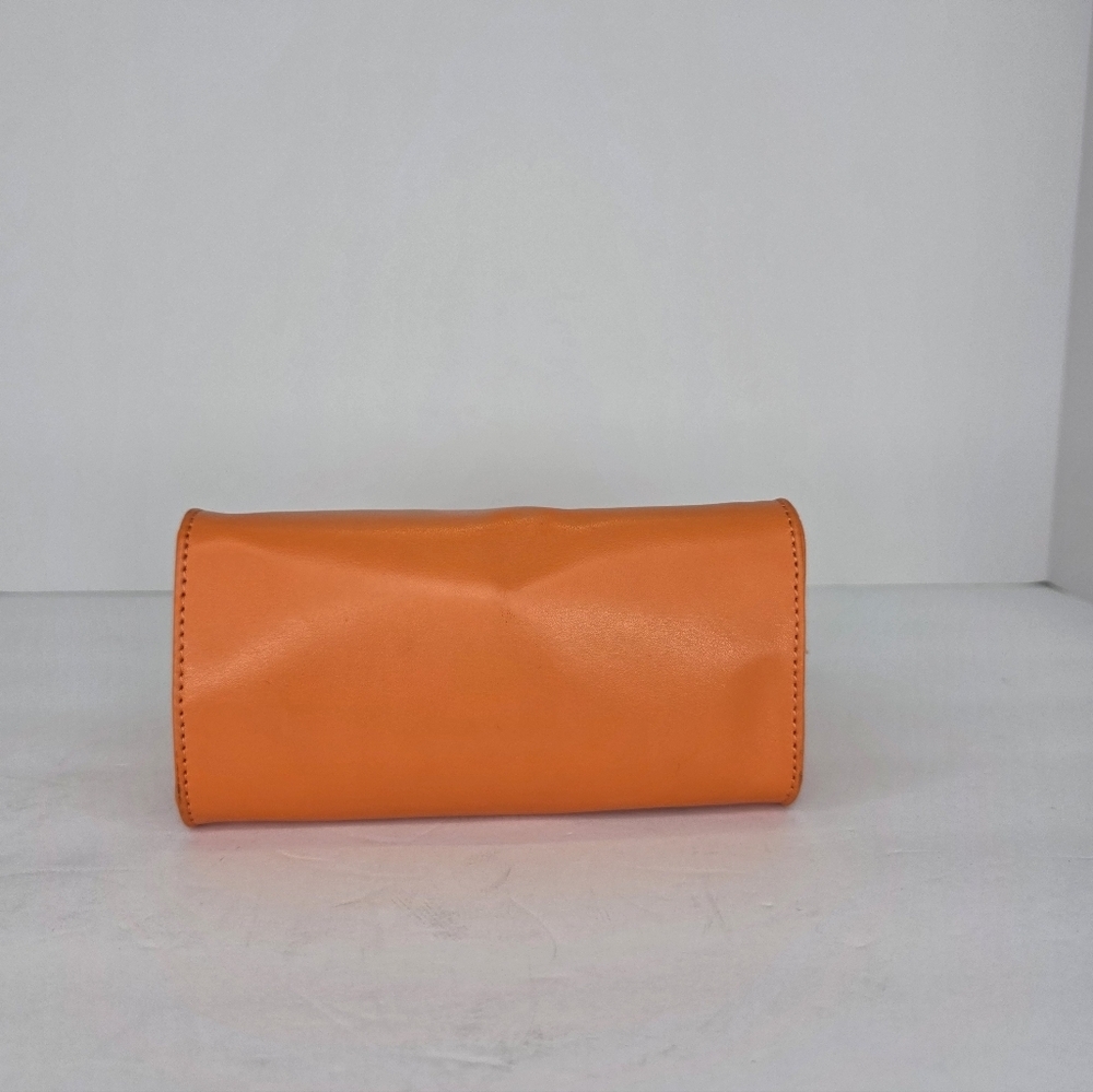 Telfar Vegan Leather Shoulder Bag Mini Snap Closure Vibrant Orange Double Strap - Picture 7 of 15
